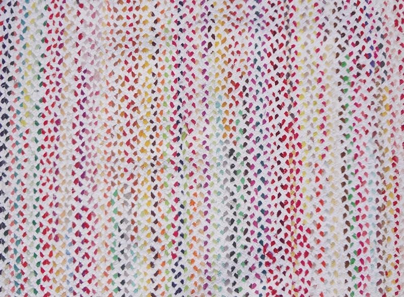 White Hand Woven Scalloped Cotton Rugs Washable Best Gift For Home Decor