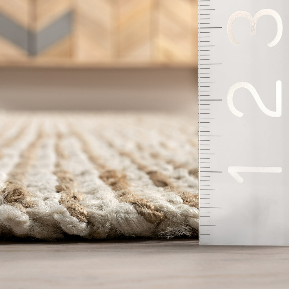 Ivory Classic Striped Border Hemp Jute Area Rug