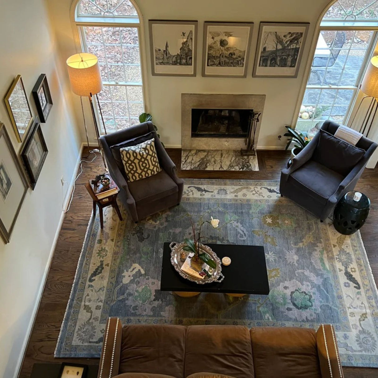 Distressed Oushak Carpet, Vintage Oushak Wool Rug, Modern Oushak Rugs