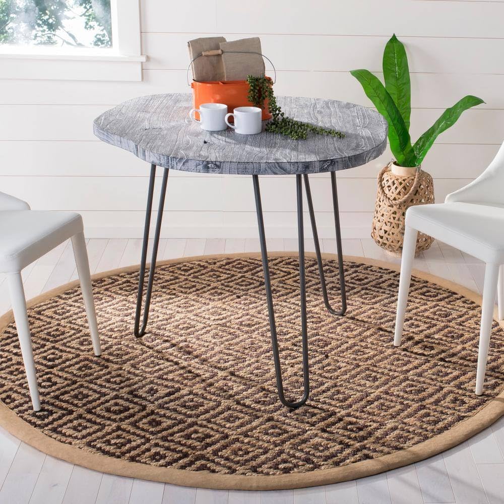 Hemp Jute And Cotton Blend Rugs, Natural Fiber Indian Hand Woven Brown Rug