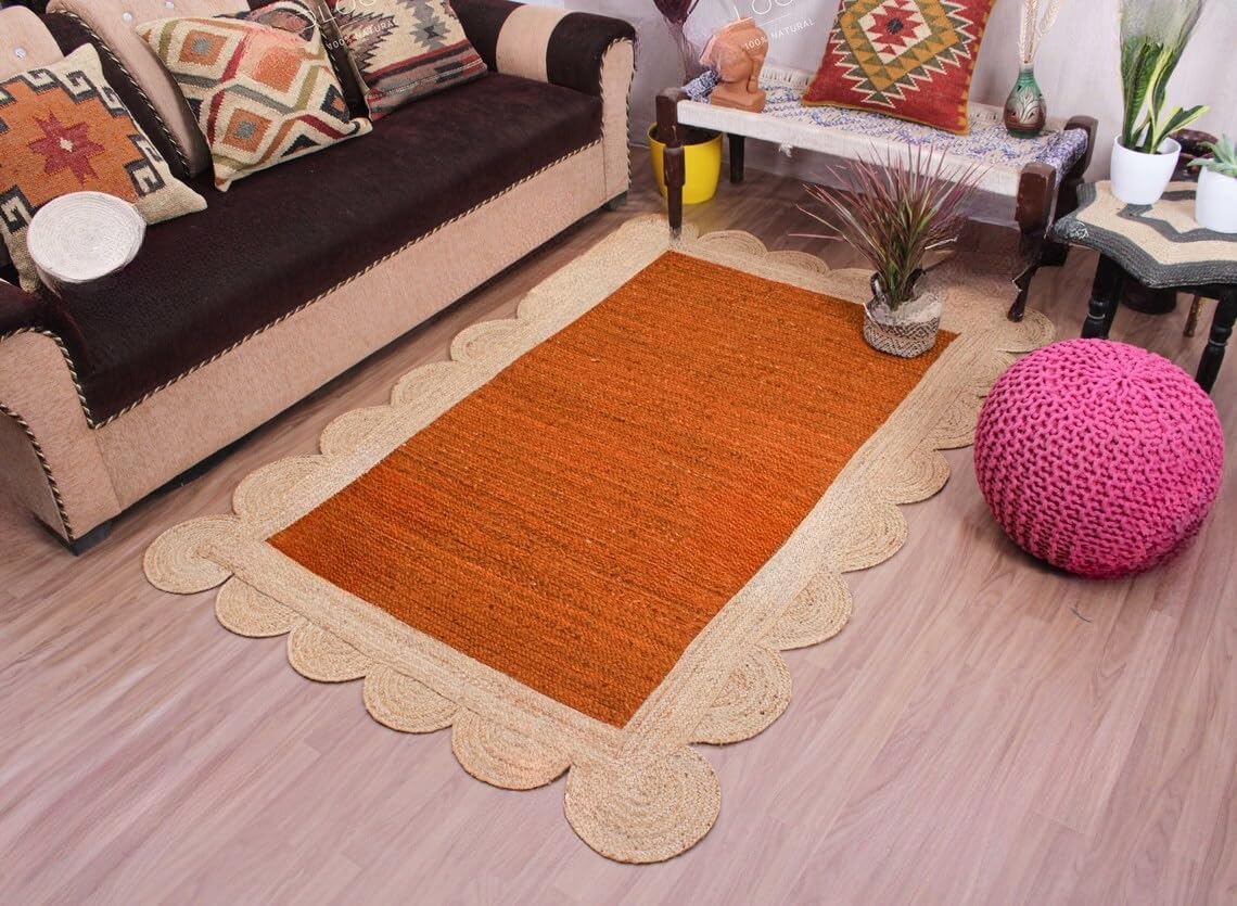 Unique Scalloped Area Rug – Stylish Accent Rug for Living Room