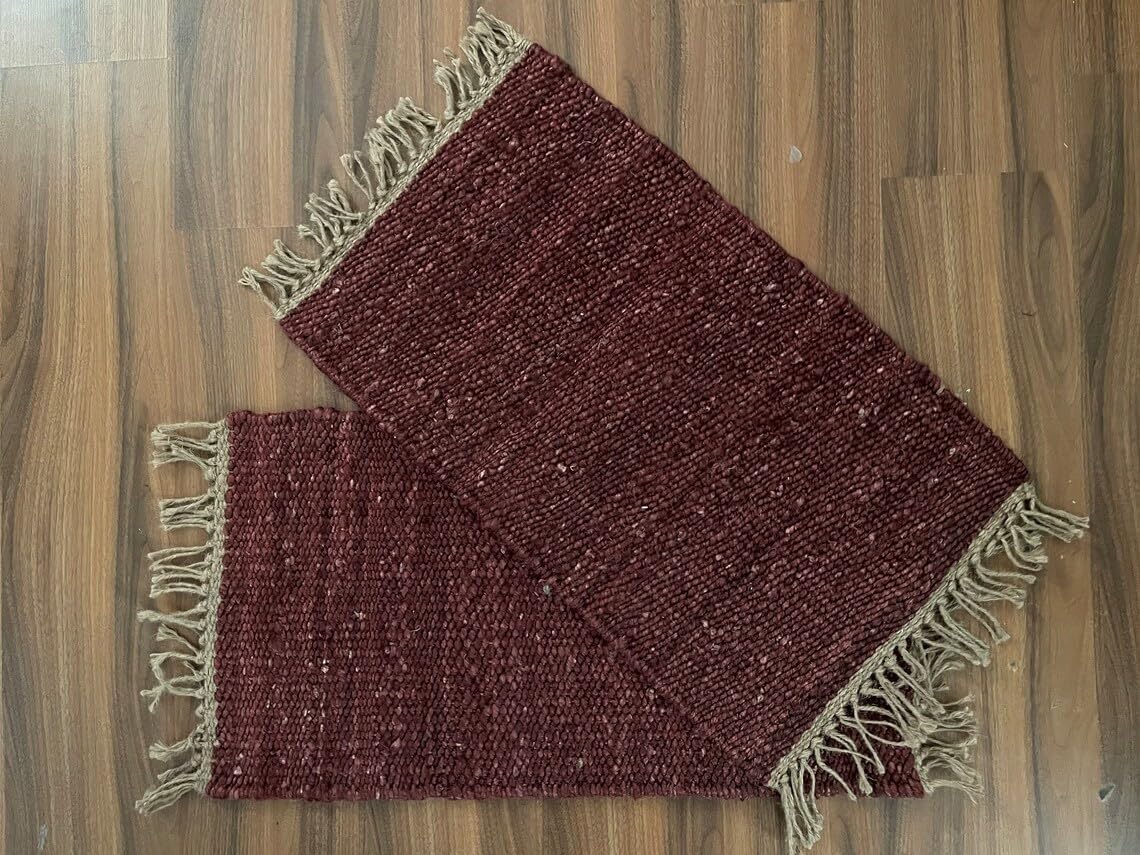 Set of 2 Pics 100% Hemp Handmade for Door Mat, Balcony, Bath, Kitchen, Gift, Indian Traditional Hemp Rugs