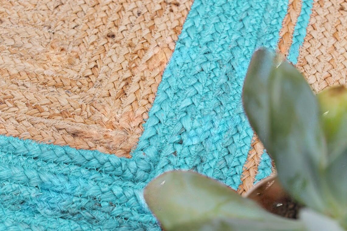 Handmade Scalloped Jute Rug – Boho Natural Fiber Rug with Unique Design