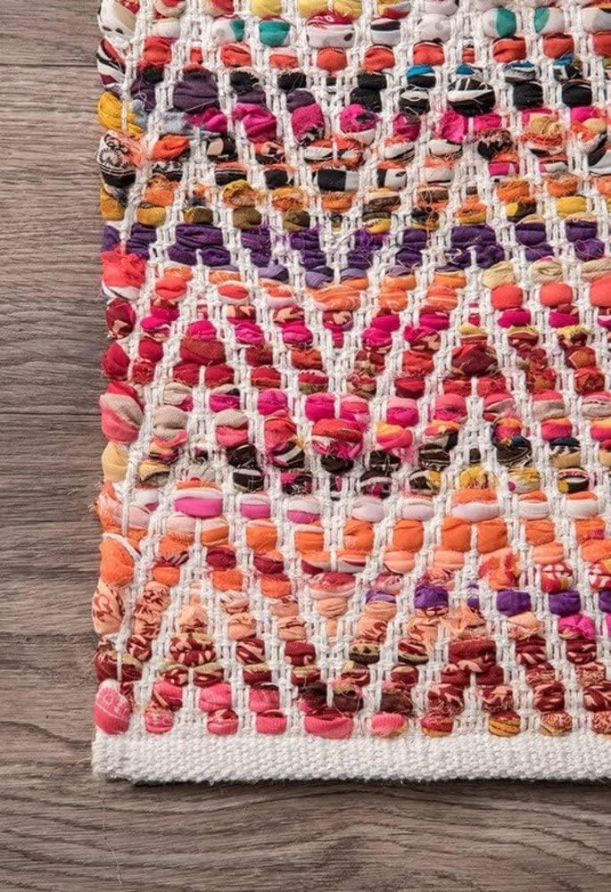 Indian Hand Braided Colorful Cotton Jute Rug