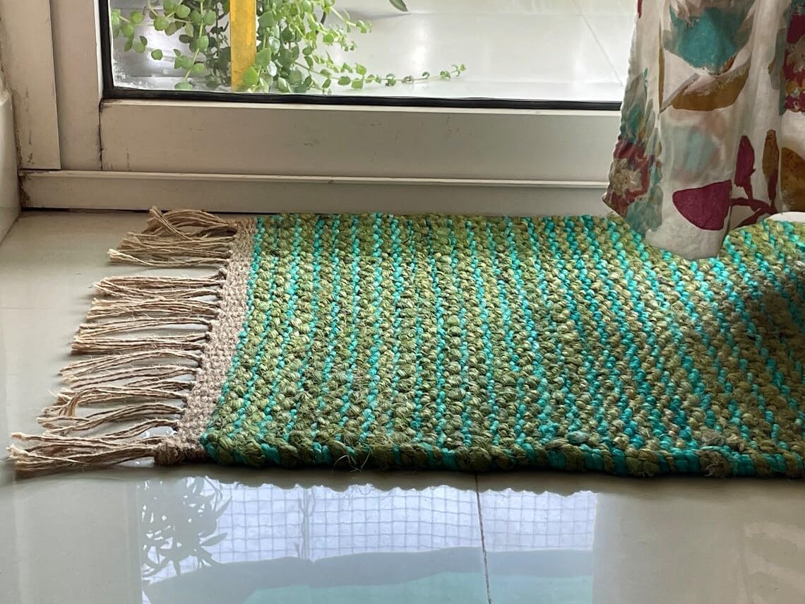 Set of 2 Pics 100% Hemp Handmade for Door Mat, Balcony, Bath, Kitchen, Gift, Indian Traditional Hemp Rugs