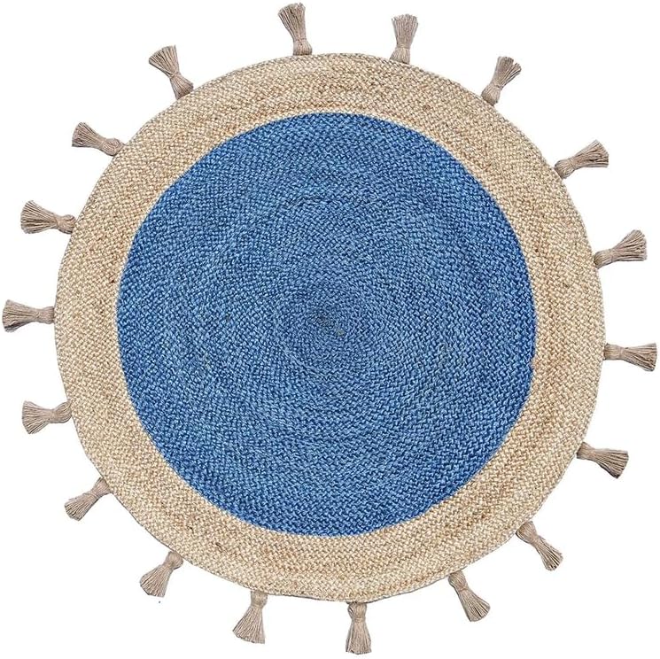 Eco-Friendly Round Jute Rug – Boho Style Fringed Natural Area Rug
