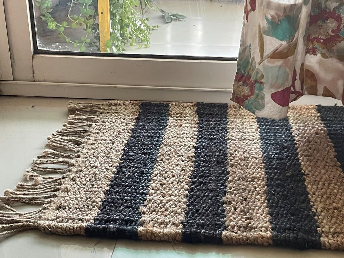 Set of 2 Pics 100% Hemp Handmade for Door Mat, Balcony, Bath, Kitchen, Gift, Indian Traditional Hemp Rugs