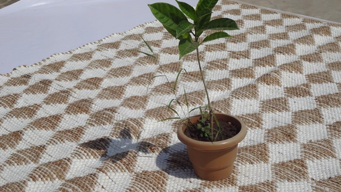 White Cotton & Jute Rug Dimond Pattern Boho Hand Woven Cotton Rugs,Natural Fiber Rugs