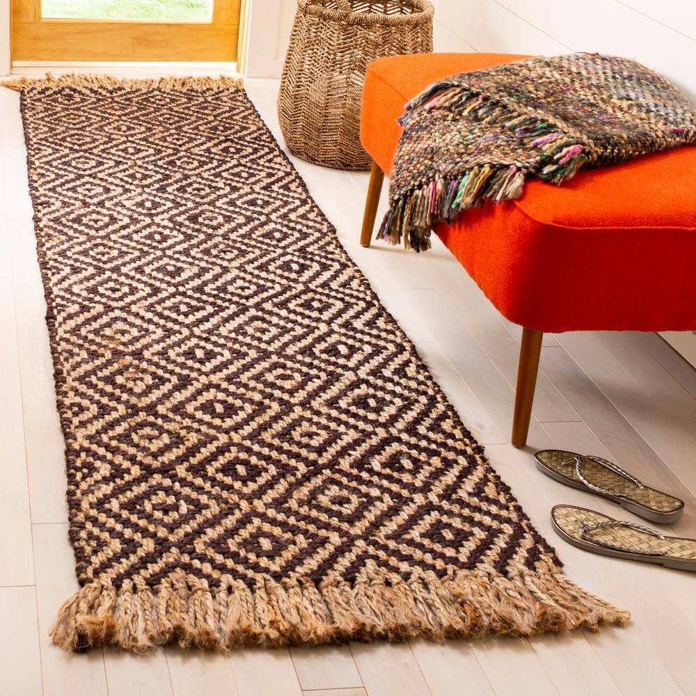 Hemp Jute And Cotton Blend Rugs, Natural Fiber Indian Hand Woven Brown Rug