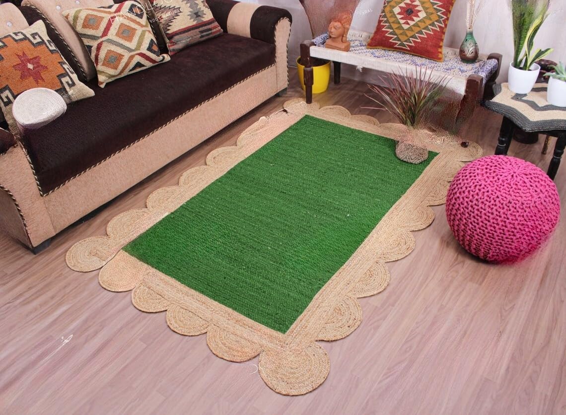 Unique Scalloped Area Rug – Stylish Accent Rug for Living Room