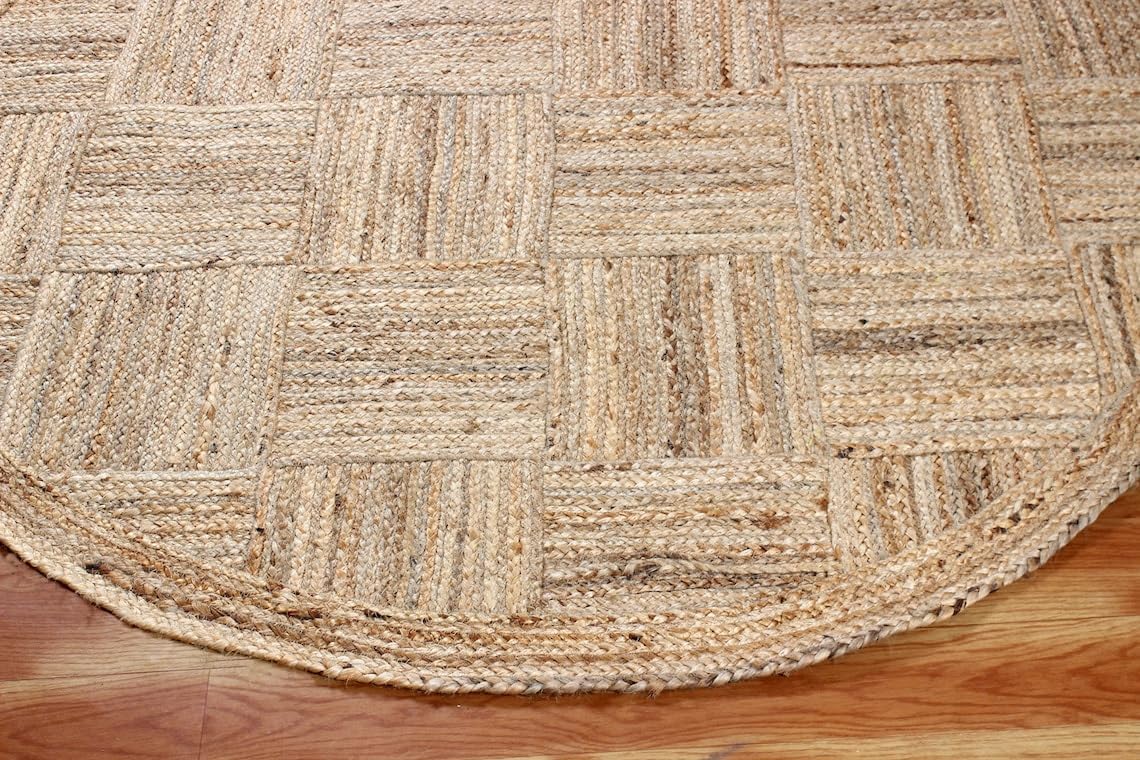 Unique Geometric Jute Rug – Handcrafted Natural Fiber Rug for Modern Spaces