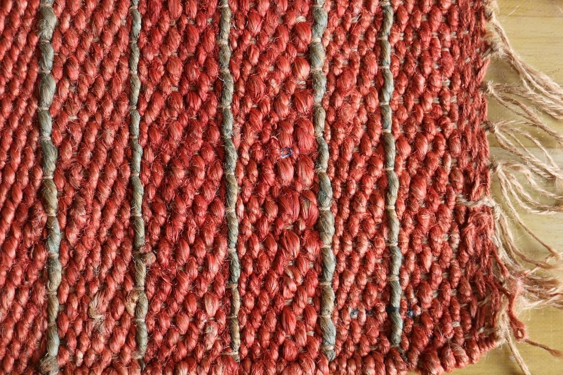 Hemp Jute Rugs, Traditional Orange Footboard entryway Rug Chic Victorian Hipster