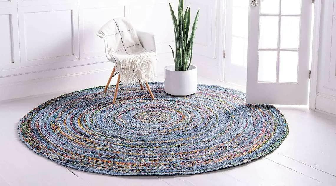 Eco-Friendly Denim Jute Rugs, Blue Rugs
