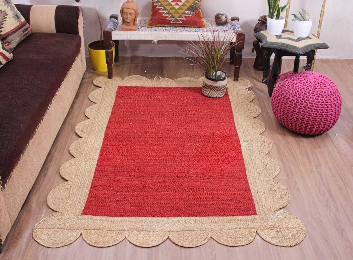 Unique Scalloped Area Rug – Stylish Accent Rug for Living Room