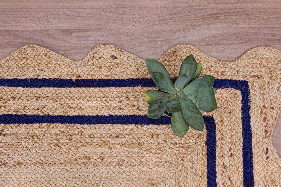 Bohemian Scalloped Jute Rug – Unique Design Natural Fiber Area Rug