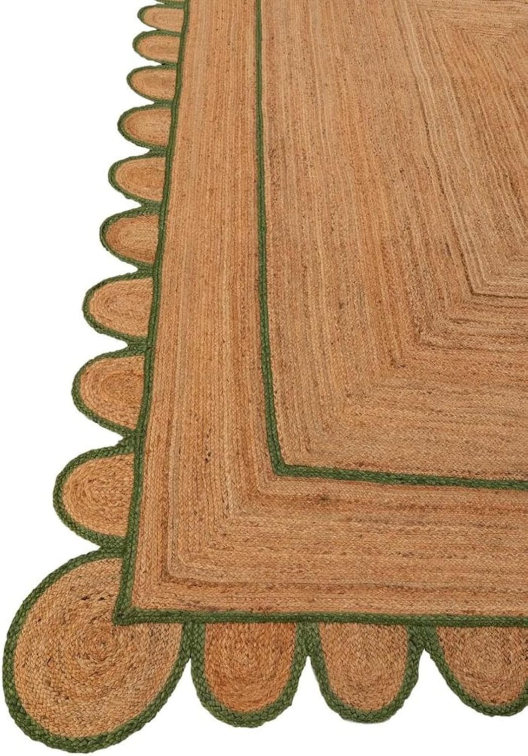 Scalloped Edge Jute Rug with Natural Border – Eco-Friendly Home Rug