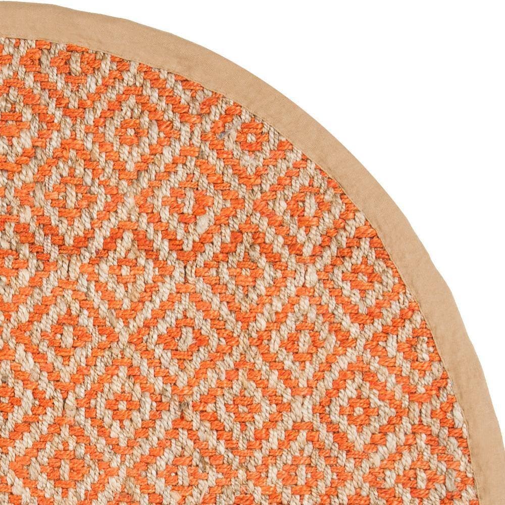 Natural Fiber Indian Hand Woven Orange Rug, Hemp Area Rugs