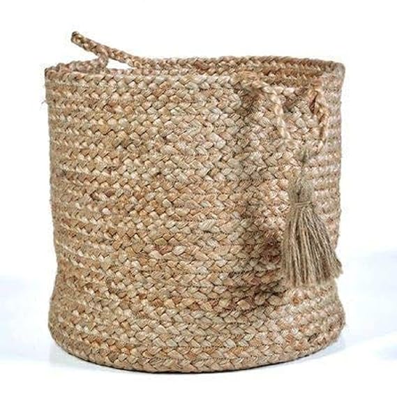 Handwowen Jute Planter Pots/Storage Basket with Handle, Multi-Purpose Storage Bag