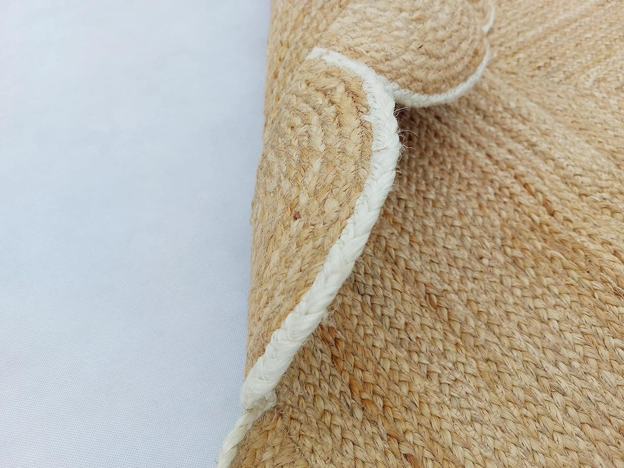 Decorative Scalloped Jute Rug – Handwoven by Village Artisans