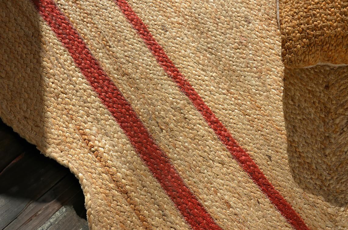 Natural Jute Scalloped Rug – Handmade Braided Rug with Boho Design