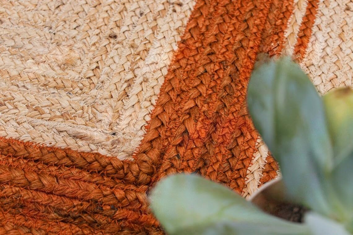 Handmade Scalloped Jute Rug – Boho Natural Fiber Rug with Unique Design