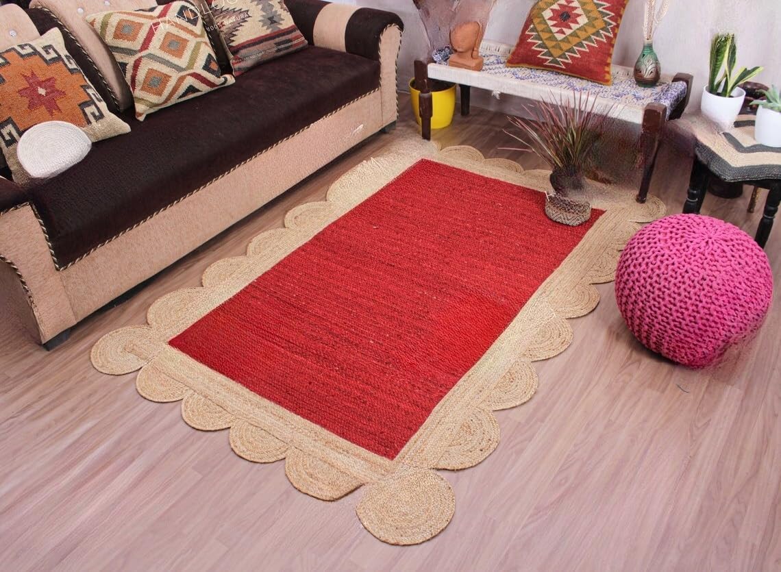 Unique Scalloped Area Rug – Stylish Accent Rug for Living Room