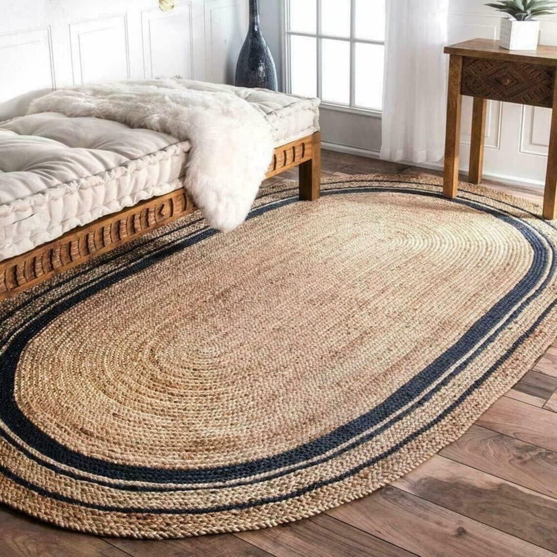 Bohemian Natural Fiber Rug – Rikki Design with Braided Border