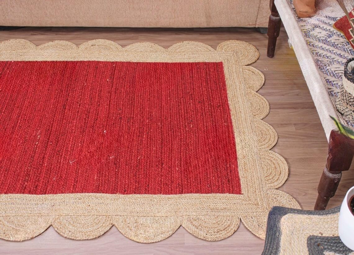 Unique Scalloped Area Rug – Stylish Accent Rug for Living Room