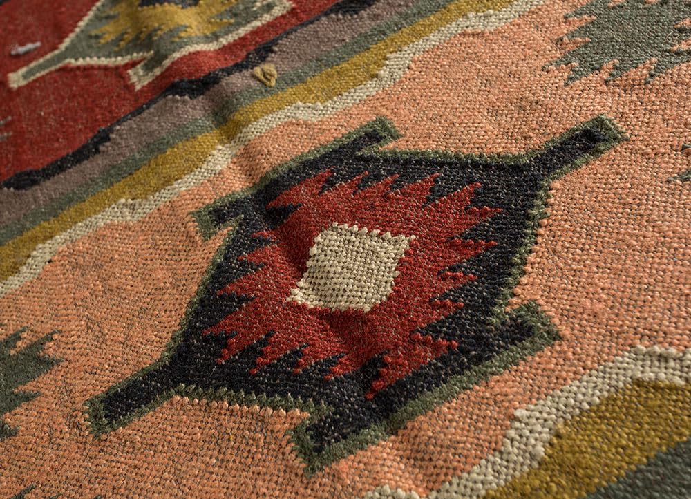 Kilim Area Rug,Red Nectar Color Hand Woven Modern Style Jute Dhurrie Rugs