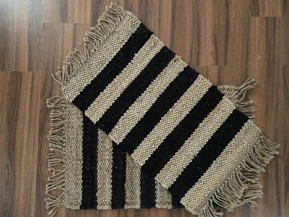 Set of 2 Pics 100% Hemp Handmade for Door Mat, Balcony, Bath, Kitchen, Gift, Indian Traditional Hemp Rugs