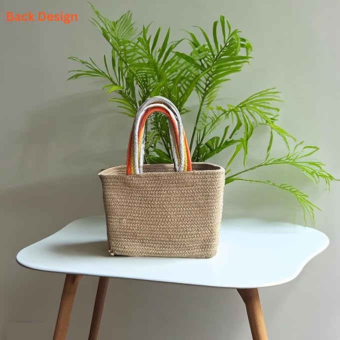 Jute Lunch Bag for Office | Picnic Basket | Tote Handbag for Lunch Box