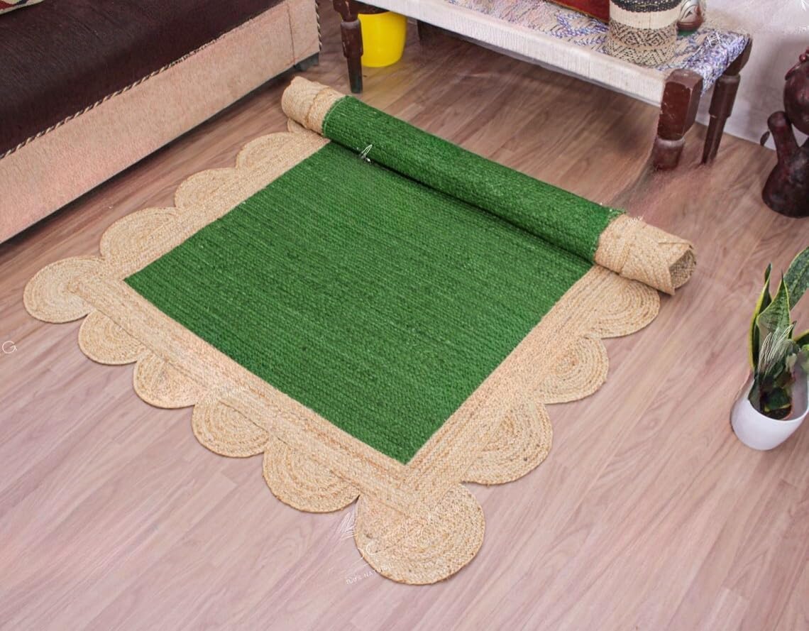 Unique Scalloped Area Rug – Stylish Accent Rug for Living Room