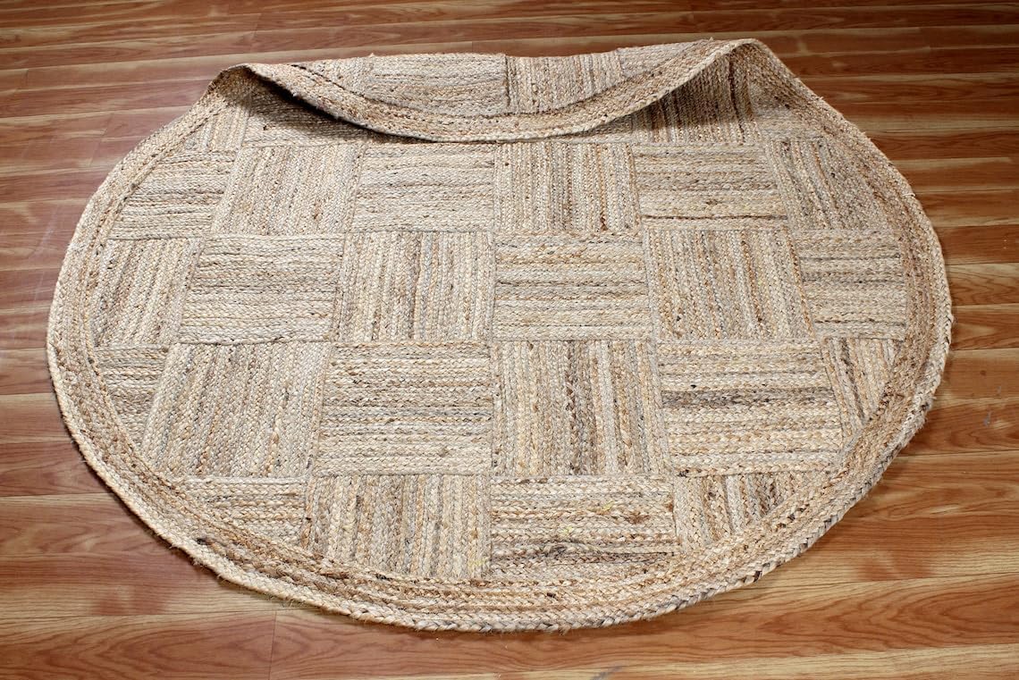 Unique Geometric Jute Rug – Handcrafted Natural Fiber Rug for Modern Spaces