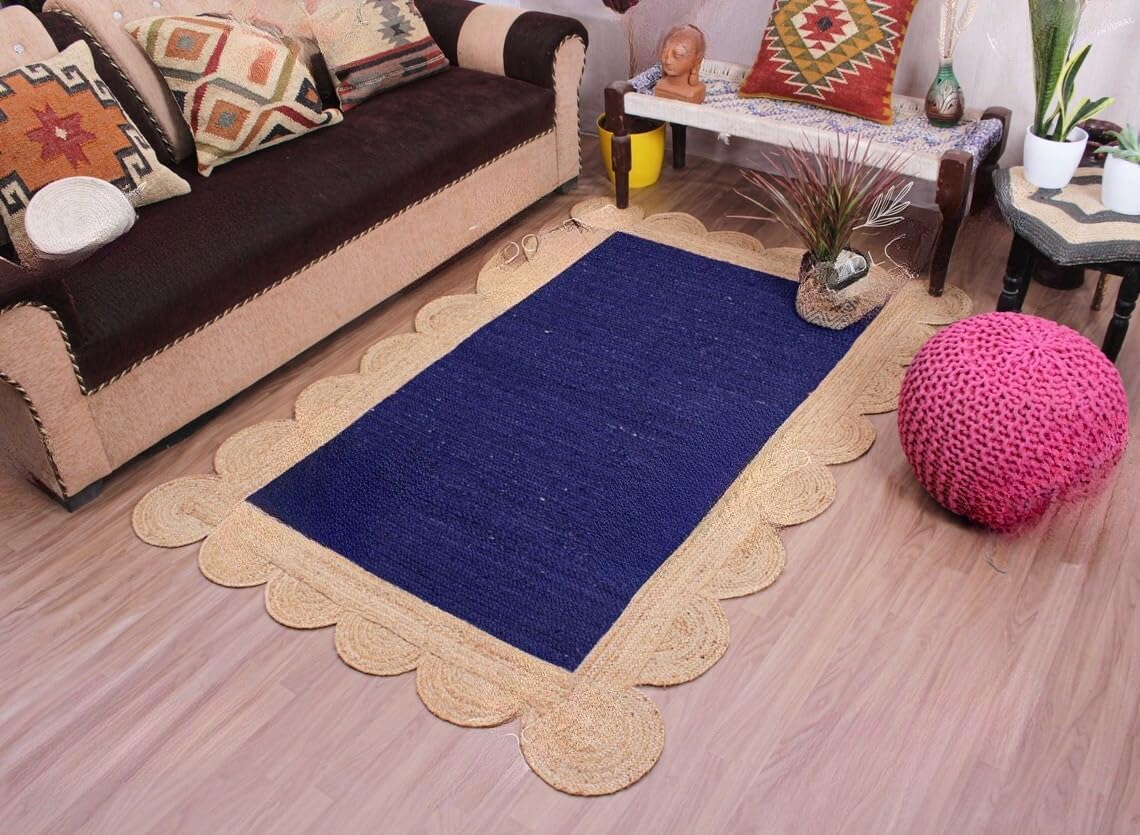Unique Scalloped Area Rug – Stylish Accent Rug for Living Room