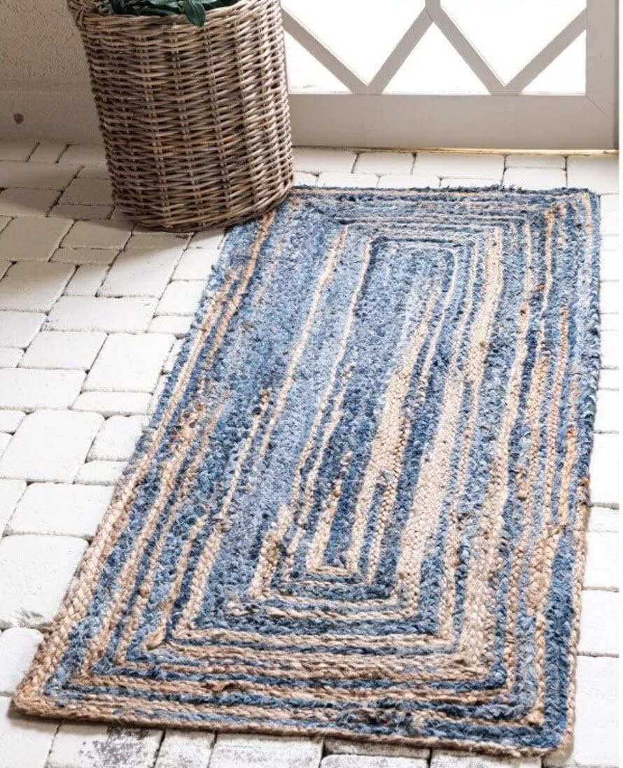 Eco-Friendly Denim Jute Rugs, Blue Rugs
