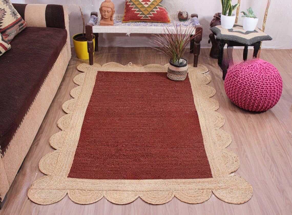 Unique Scalloped Area Rug – Stylish Accent Rug for Living Room