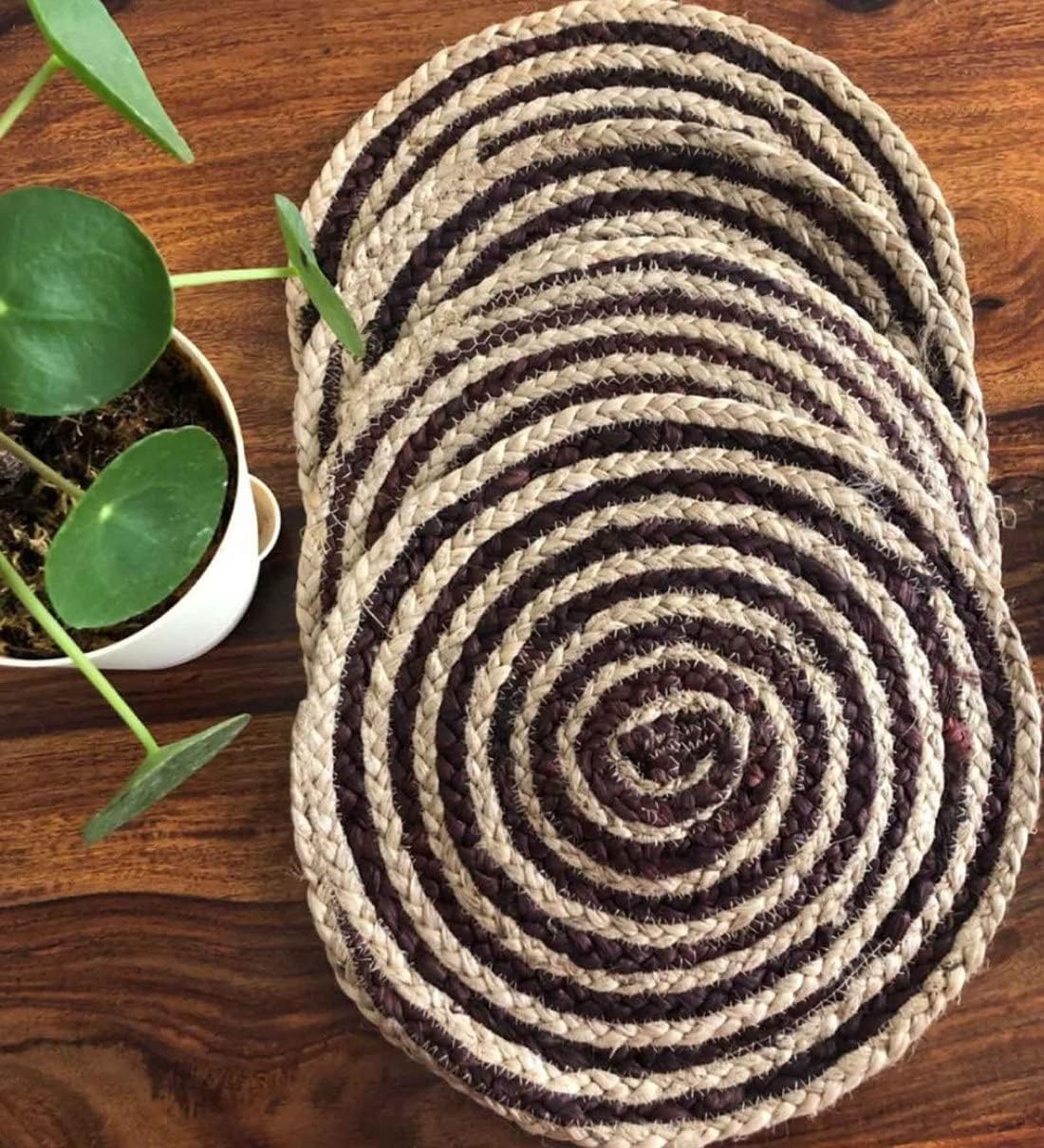 Handmade Braide Natural with Coffee Lines Inside Coaster,Modern Dining Table Mats