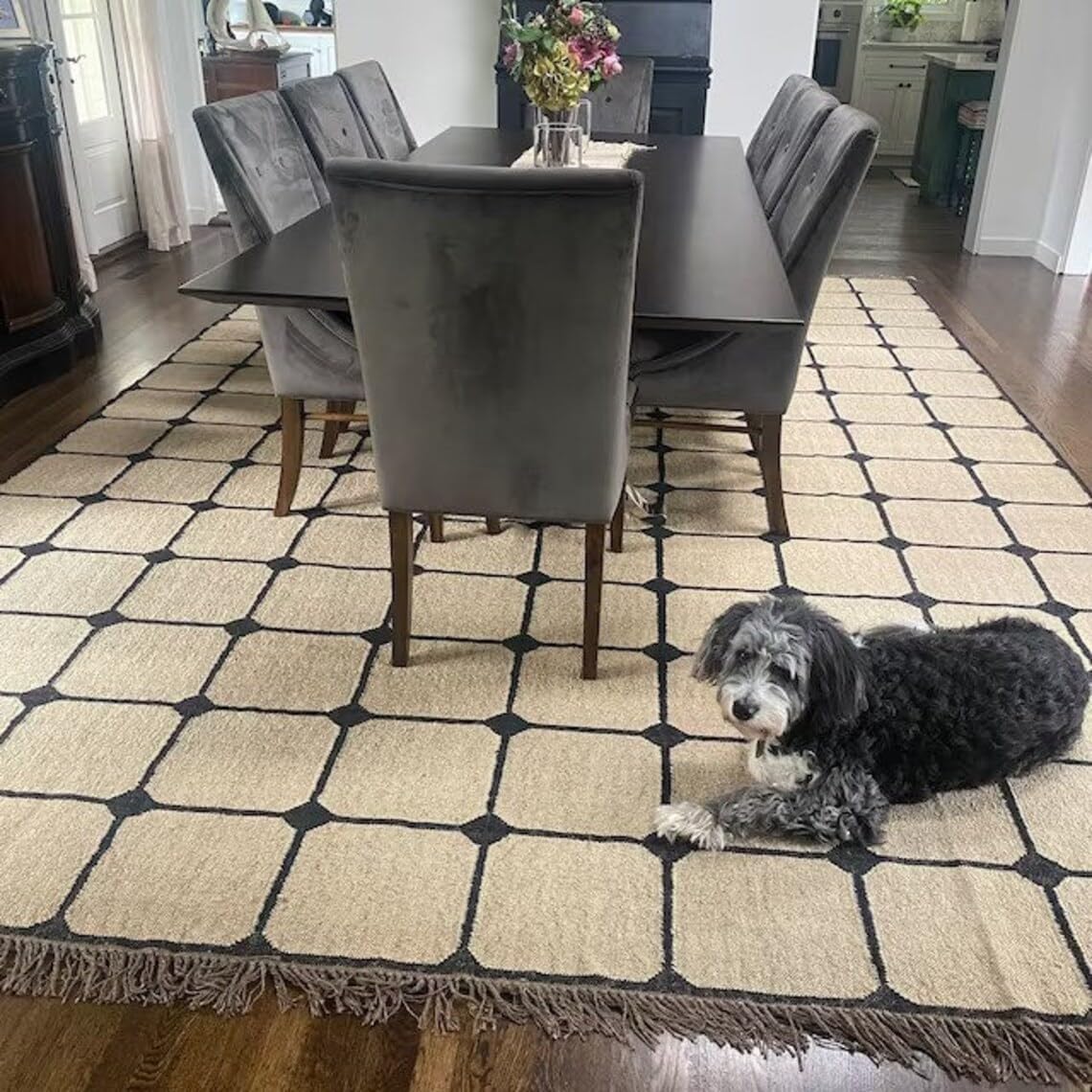 Handmade Kilim Dhurrie Rug, Boho Rug Traditional Indian Carpet Geometric Rug