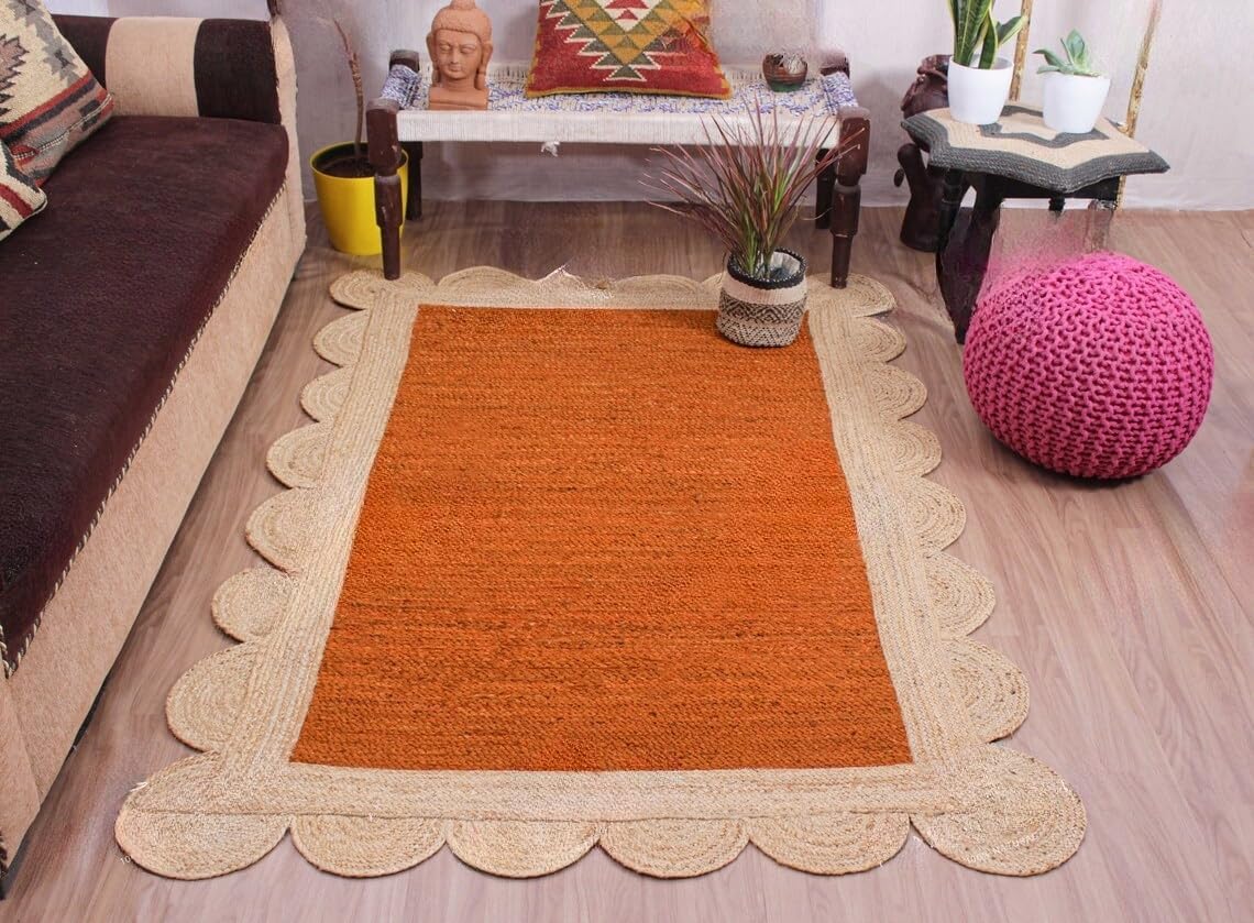 Unique Scalloped Area Rug – Stylish Accent Rug for Living Room