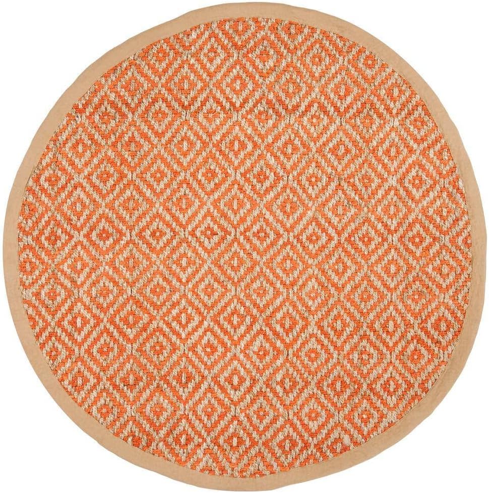 Natural Fiber Indian Hand Woven Orange Rug, Hemp Area Rugs