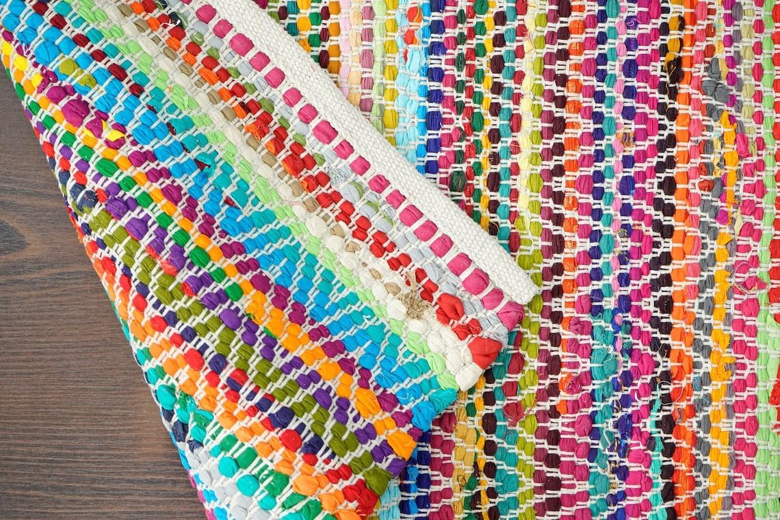 Multi Chindi Rug Handmade Indian Recycled Eco Friendly Decor For Home