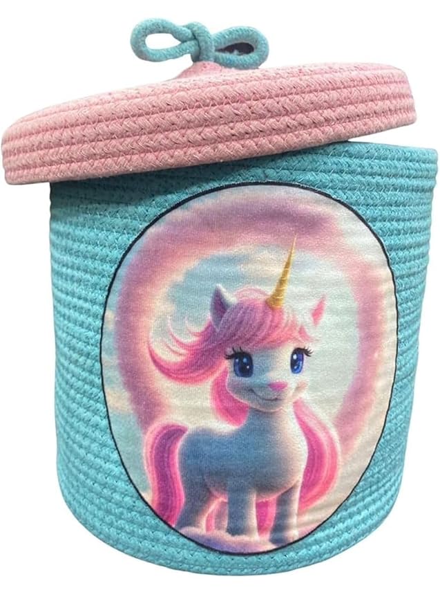 Basket for Baby Diaper, Stuffed Animal Storage Bin Rope Basket for Unicorrm