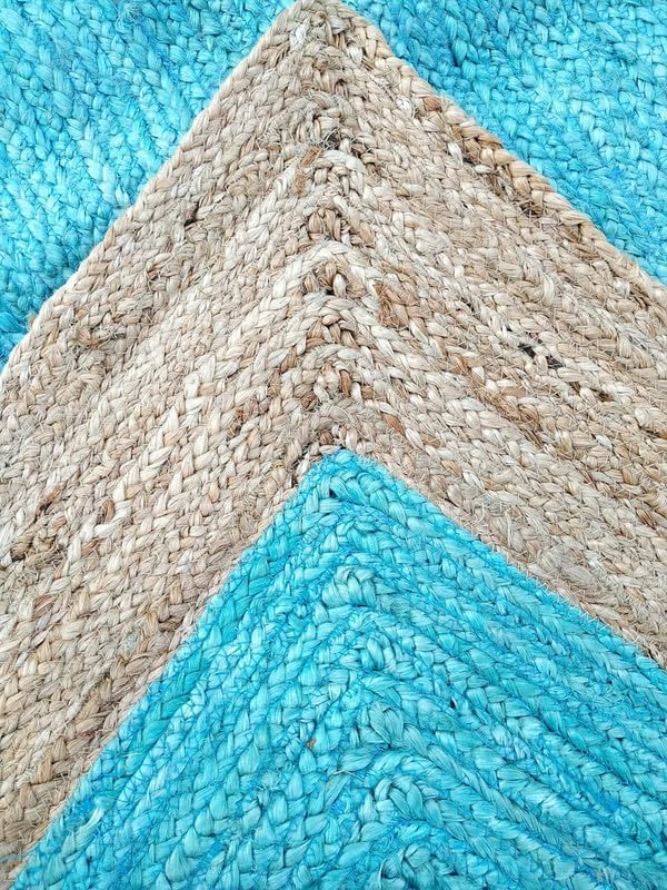 Rustic Sky Blue Jute Rug – Handmade Natural Fiber Area Rug