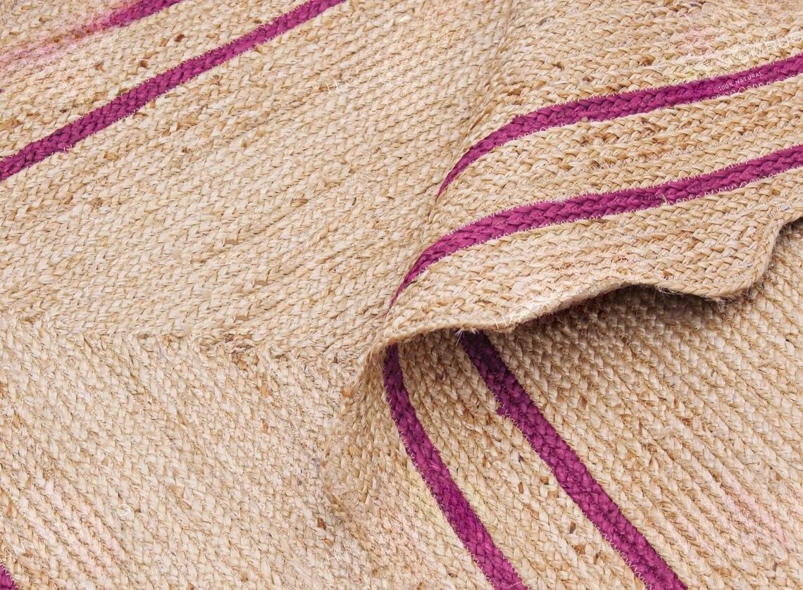 Bohemian Scalloped Jute Rug – Unique Design Natural Fiber Area Rug