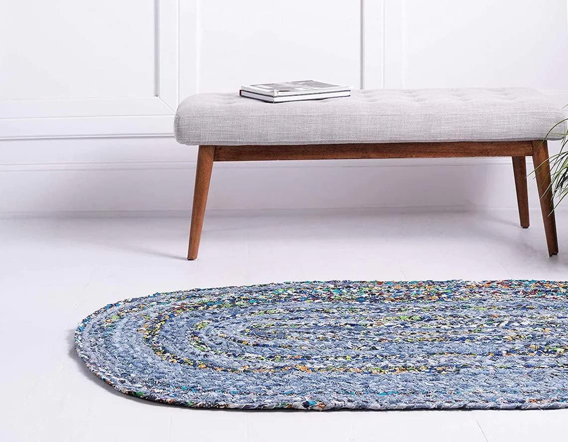 Eco-Friendly Denim Jute Rugs, Blue Rugs