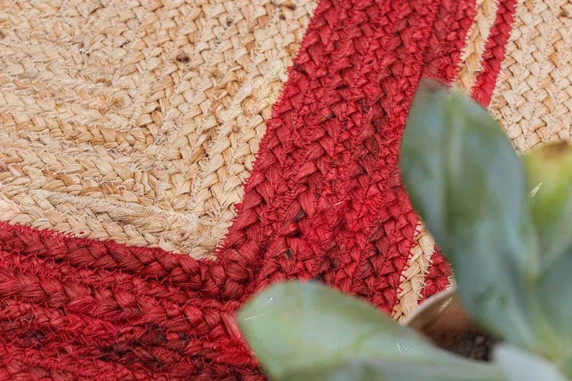 Handmade Scalloped Jute Rug – Boho Natural Fiber Rug with Unique Design