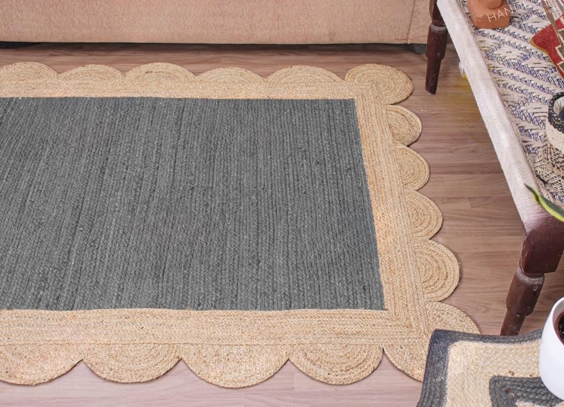 Unique Scalloped Area Rug – Stylish Accent Rug for Living Room