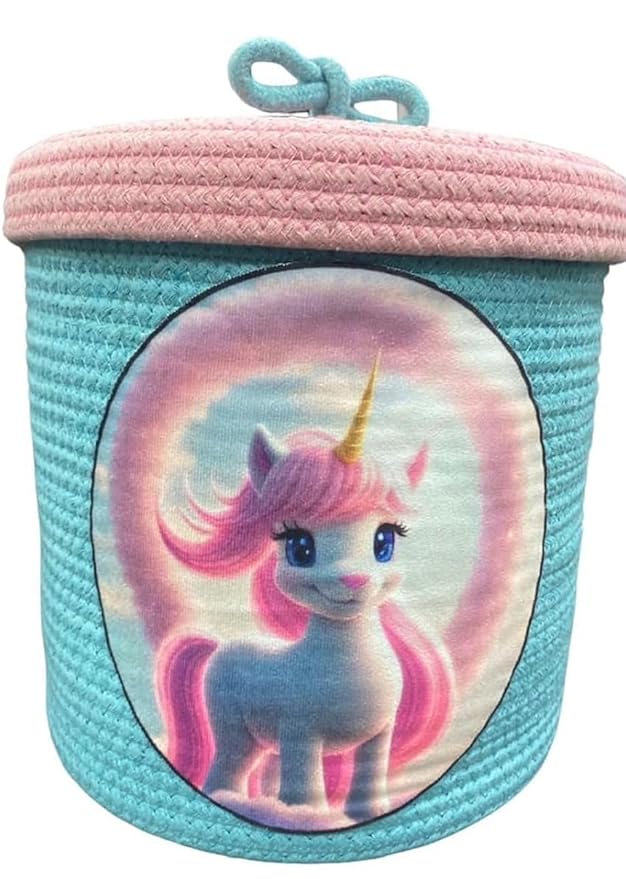 Basket for Baby Diaper, Stuffed Animal Storage Bin Rope Basket for Unicorrm