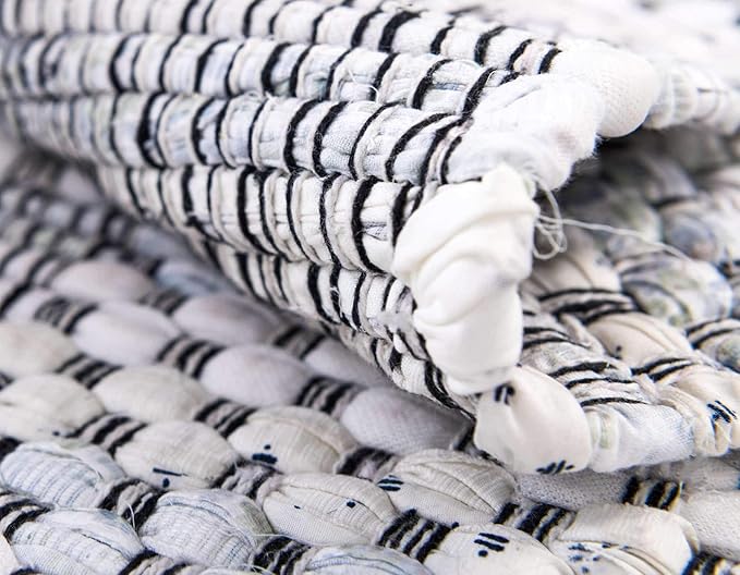 Chindi Cotton Collection Hand Woven Natural Fibers Ivory Area Rug