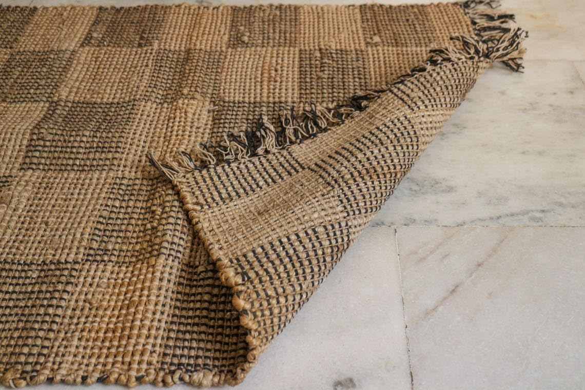 Hand Made Hemp Dhurrie Rugs,Traditional Beige Footboard entryway Rug